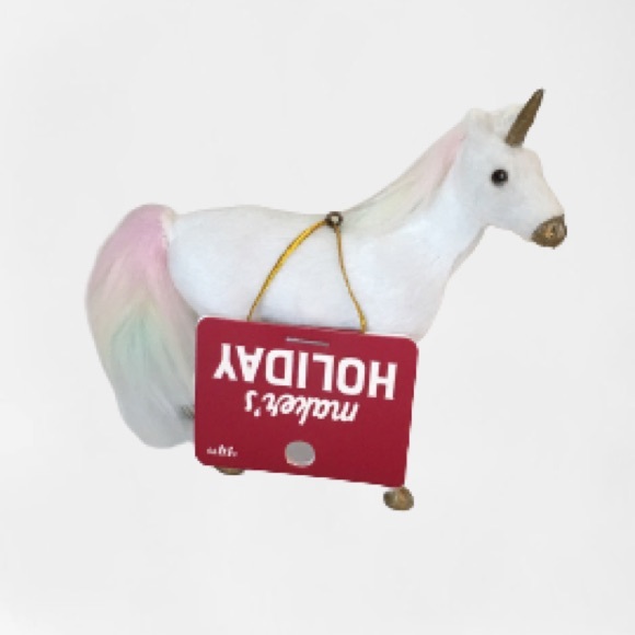 Unicorn ornament NWT white with rainbow mane, tail - Picture 2 of 5